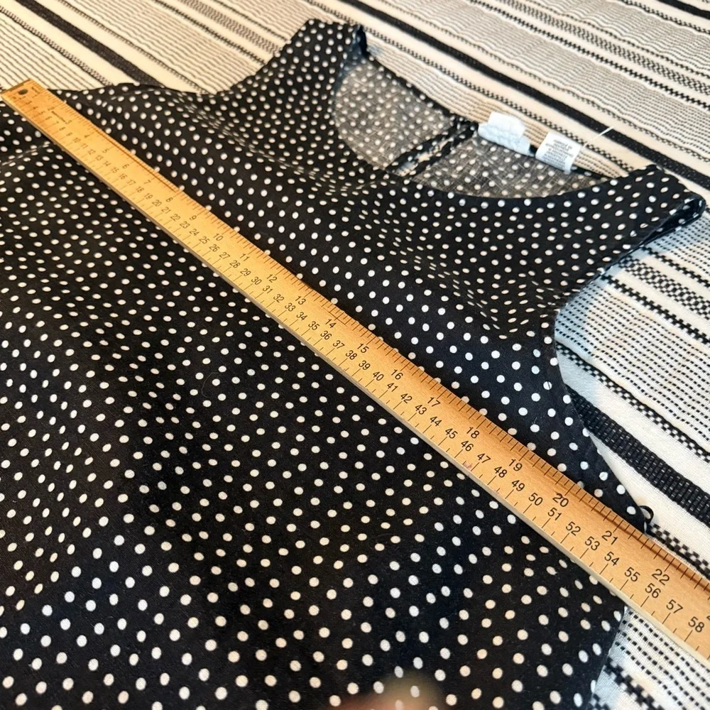 Nicole Miller Black and White Women Dress A Line Polka Dot XL Linen